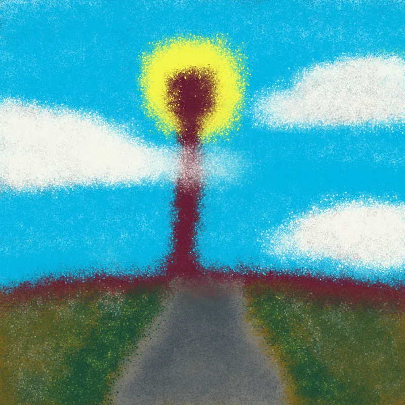 red pouring out of sun on horizon